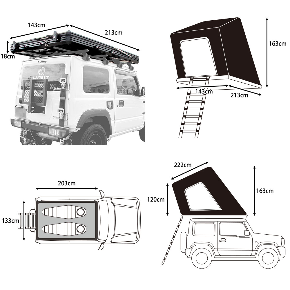 HANT ルーフテント リヤオープン型 2-3人用 09